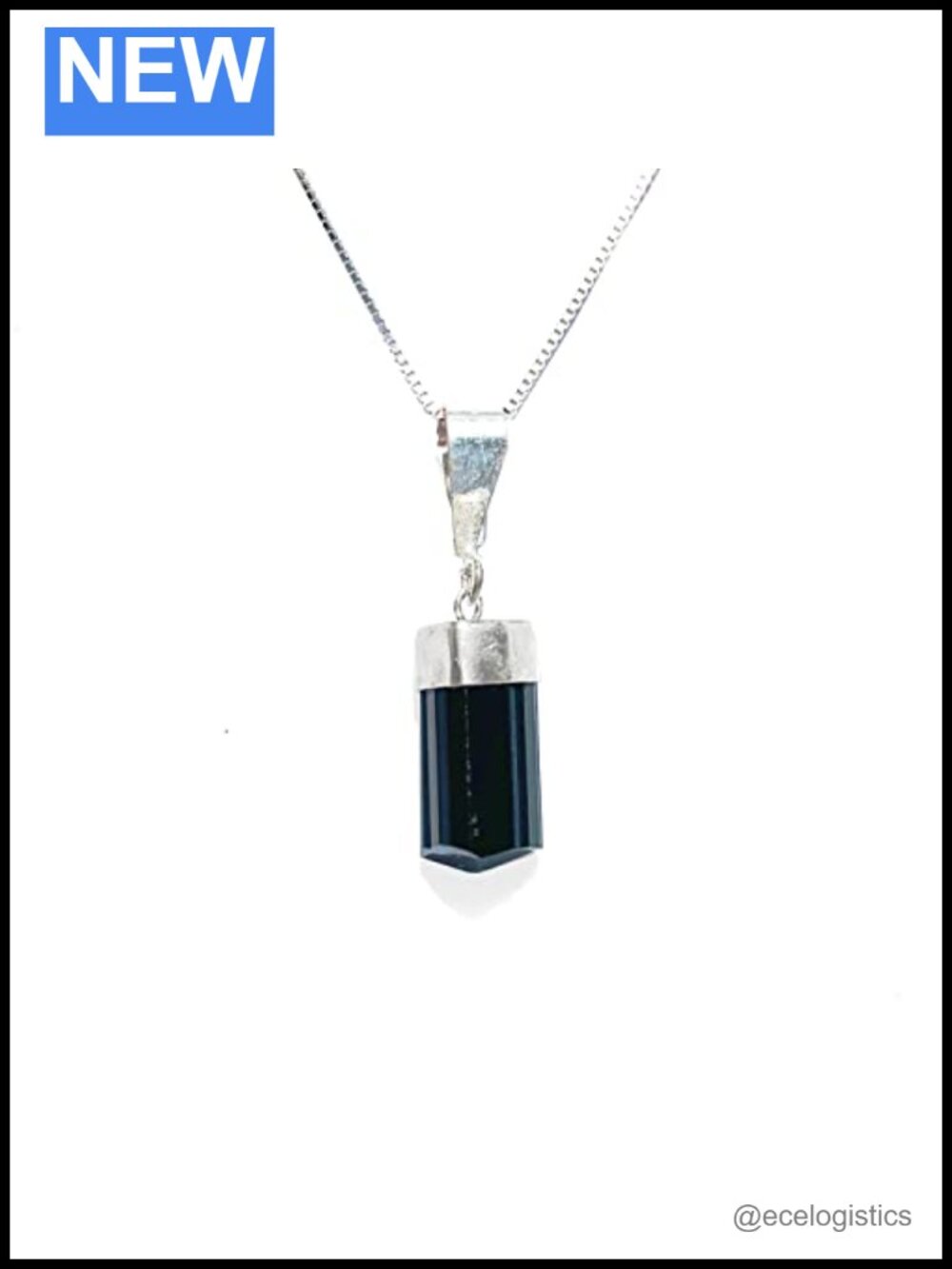 Raw Gemstone Pendant Necklace Black Tourmaline 925 Sterling Silver Chain
